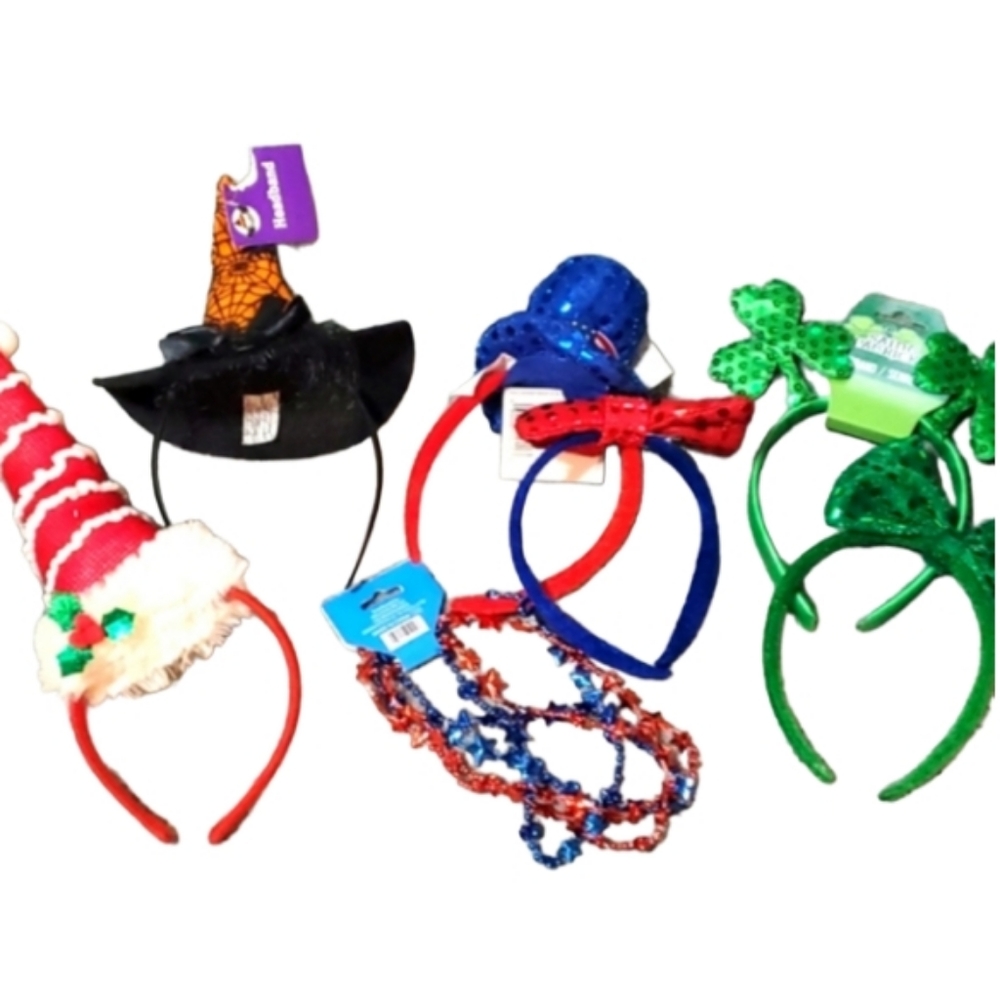 Lot of holiday headbands and plastic beads